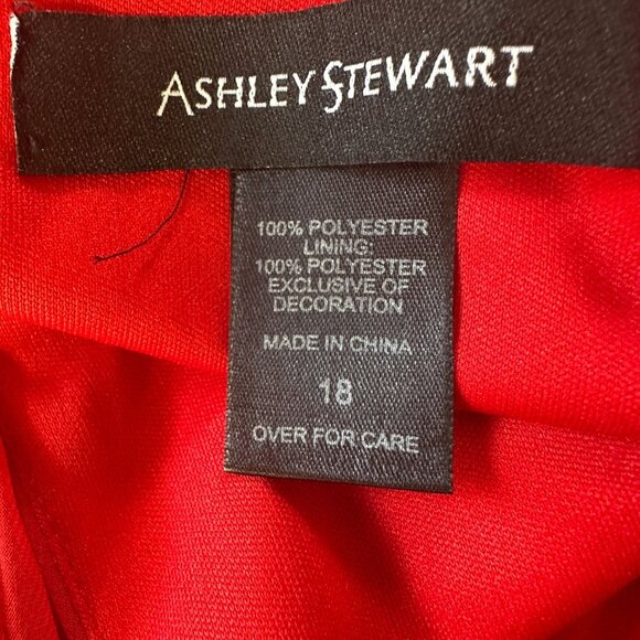 Ashley Stewart Red Draped Sleeveless Tunic Top W/ Embellished Detail Size 18 - Picture 5 of 6